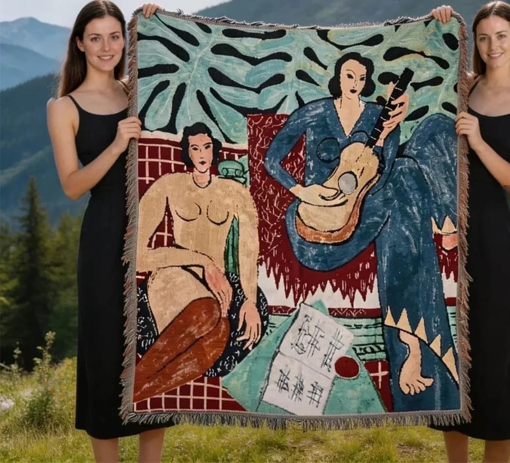 Matisse stiliaus austinis gobelenas-antklodė sienų dekorui