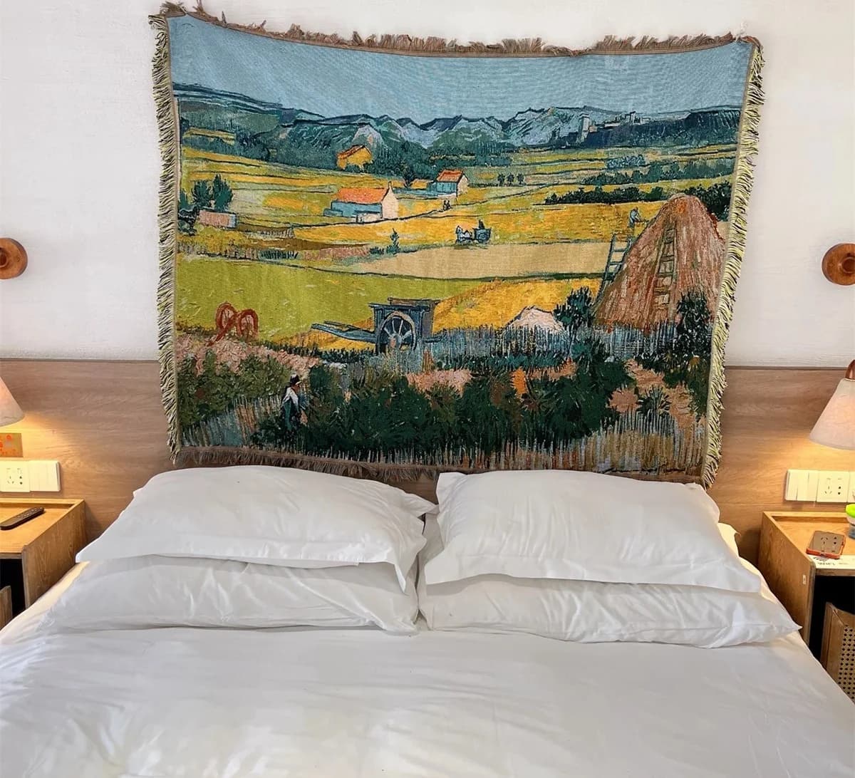 Megztas užklotas su Van Gogh meno spauda sofai