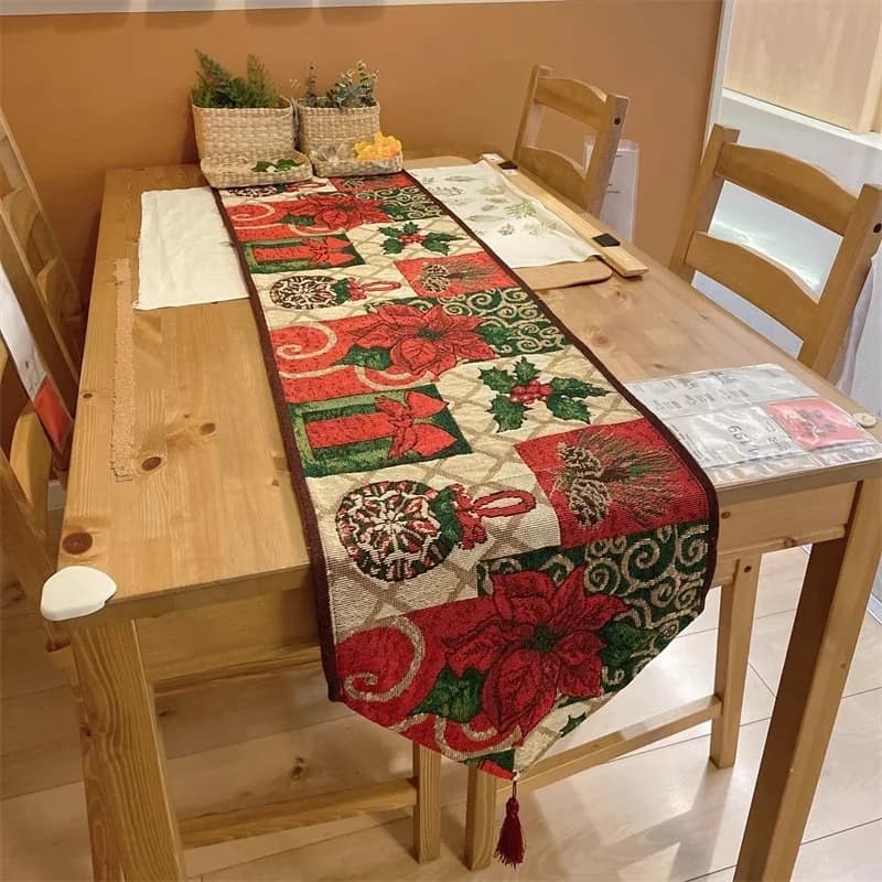 Kalėdinis staltiesės takelis, medvilnės mišinys, šventinis dekoras