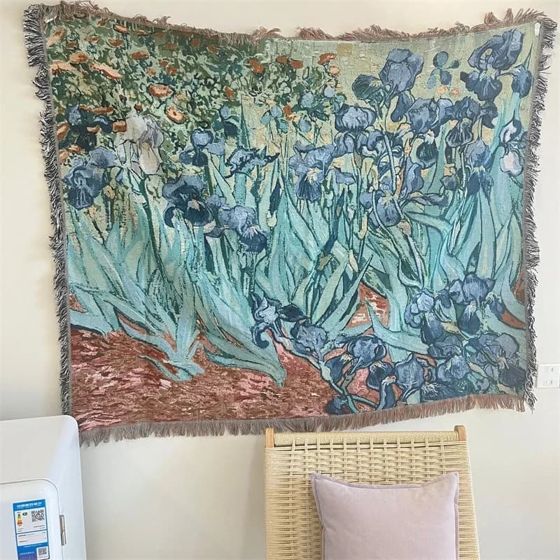 Van Gogh meno gobelenas-metamas užklotas, sienų dekoras, medvilnės mišinys