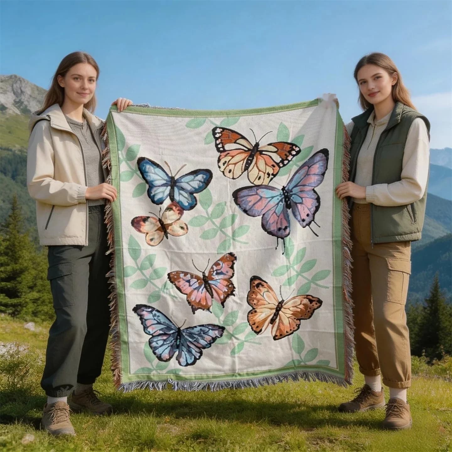 Medvilnės mišinio metamas pledas su kutais sofai ir lovai, 130x160 cm
