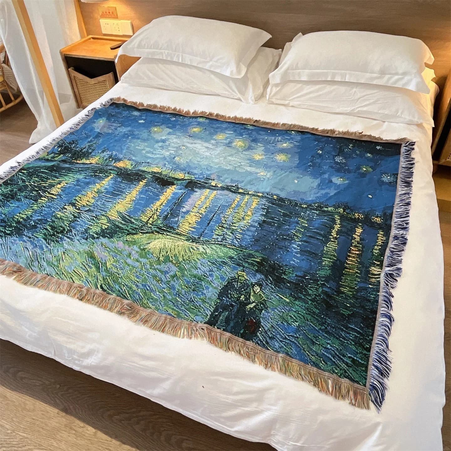 Van Gogh stiliaus austinis metamas užklotas sofai, lovai, sienos dekorui 130x160 cm