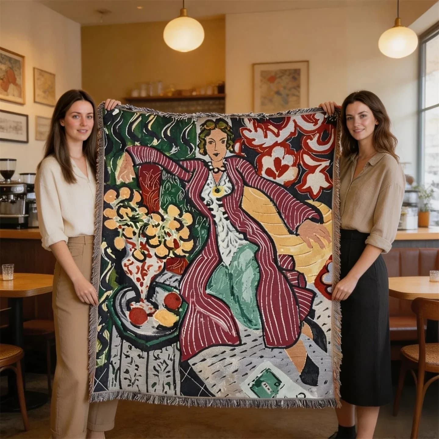 Matisse stiliaus austinis gobelenas-antklodė sienų dekorui