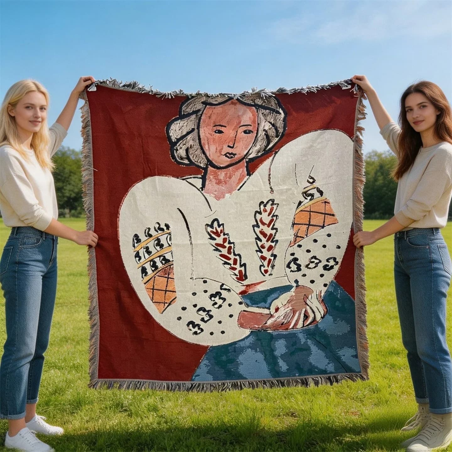 Matisse stiliaus austinis gobelenas-antklodė sienų dekorui