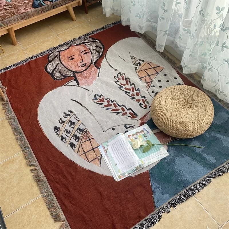 Vintage meno antklodė iš medvilnės mišinio sofai