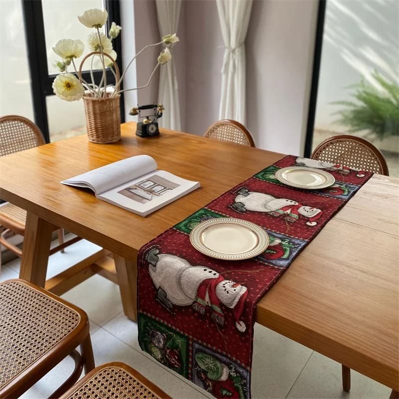 Kalėdinis staltiesės takelis iš medvilnės, 33 cm pločio