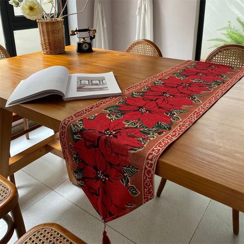 Kalėdinis staltiesės takelis iš medvilnės, 33 cm pločio